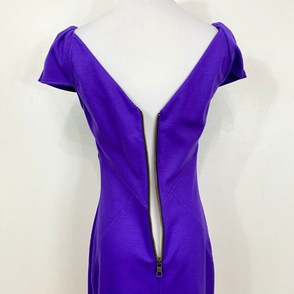 DIANE VON FURSTENBERG HELEN PURPLE WOOL BLEND SHEAT DRESS - 4 - Picture 7 of 11